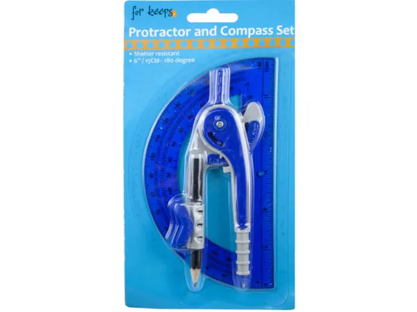 bulk buys EC346 - Shatter-Resistant Protractor & Compass Set for Precision