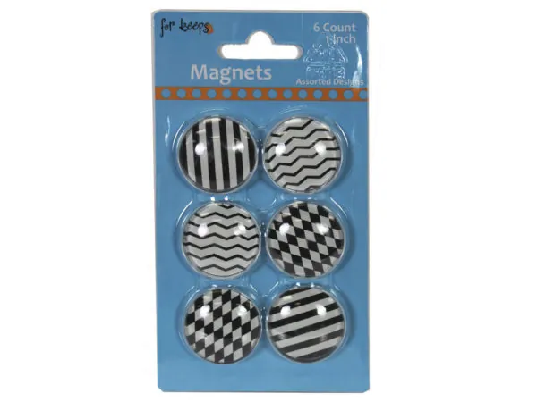 Bulk Buys EC349 — Assorted Black and White Design Magnets - 6 Pack