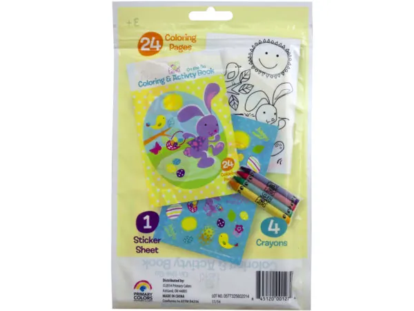 bulk buys AF696 - Spring Into Easter Coloring Pouch with Crayons - 24 Pages