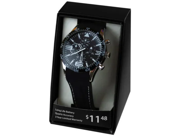 bulk buys GH769 - Mens Quartz Watch with Stylish Black Leather Band