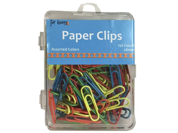 bulk buys EC358 - Assorted Color Paper Clips - Pack of 150 Clips