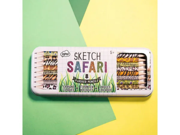 Bulk Buys MK231 — Flocked Safari Sketch Pencils 8-Pack with Case