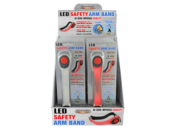 bulk buys AF628 - Adjustable LED Safety Armband Display - Assorted Colors