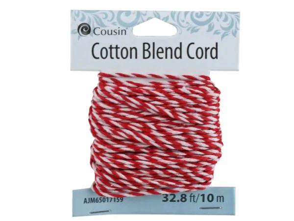 bulk buys FD246 - 32 ft Red and White Cotton Cord - Versatile & Durable