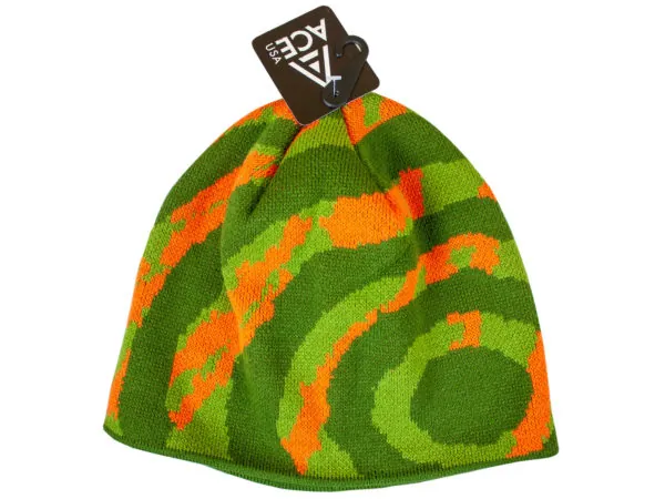 Bulk Buys BB778 — Men's Bullseye Knit Orange Beanie - Stylish & Warm Winter Wear