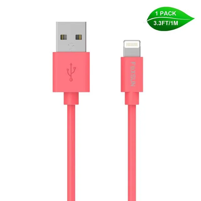 Foxsun AM001003 — Foxsun 3.3 FT Lightning Charging Cable for iPhone & iPad (Red)
