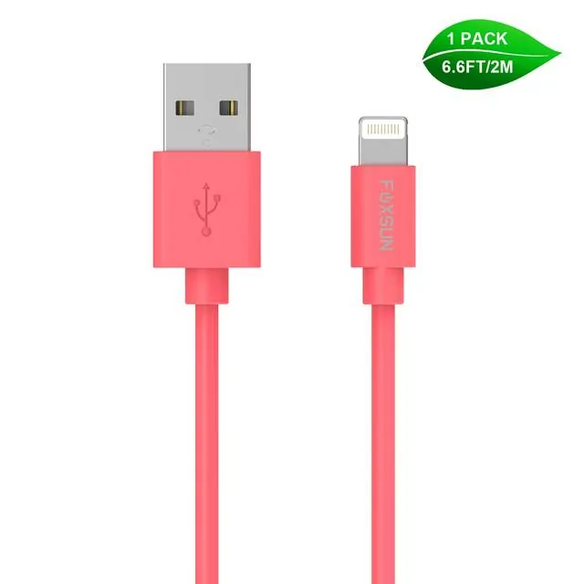 Foxsun AM001007 — Foxsun 6.6 FT Lightning Cable for iPhone, iPad, iPod (Red)