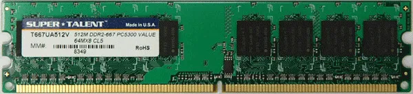 Super Talent T667UA512V(SZ) — Super Talent DDR2-667 512MB Memory Module