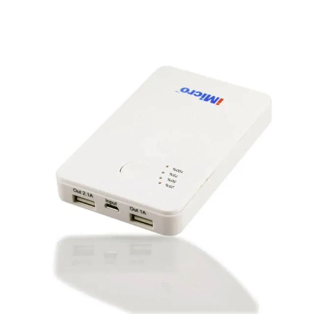 iMicro Electronics PB-IM5000W — iMicro 5000mAh Dual USB Power Bank - White