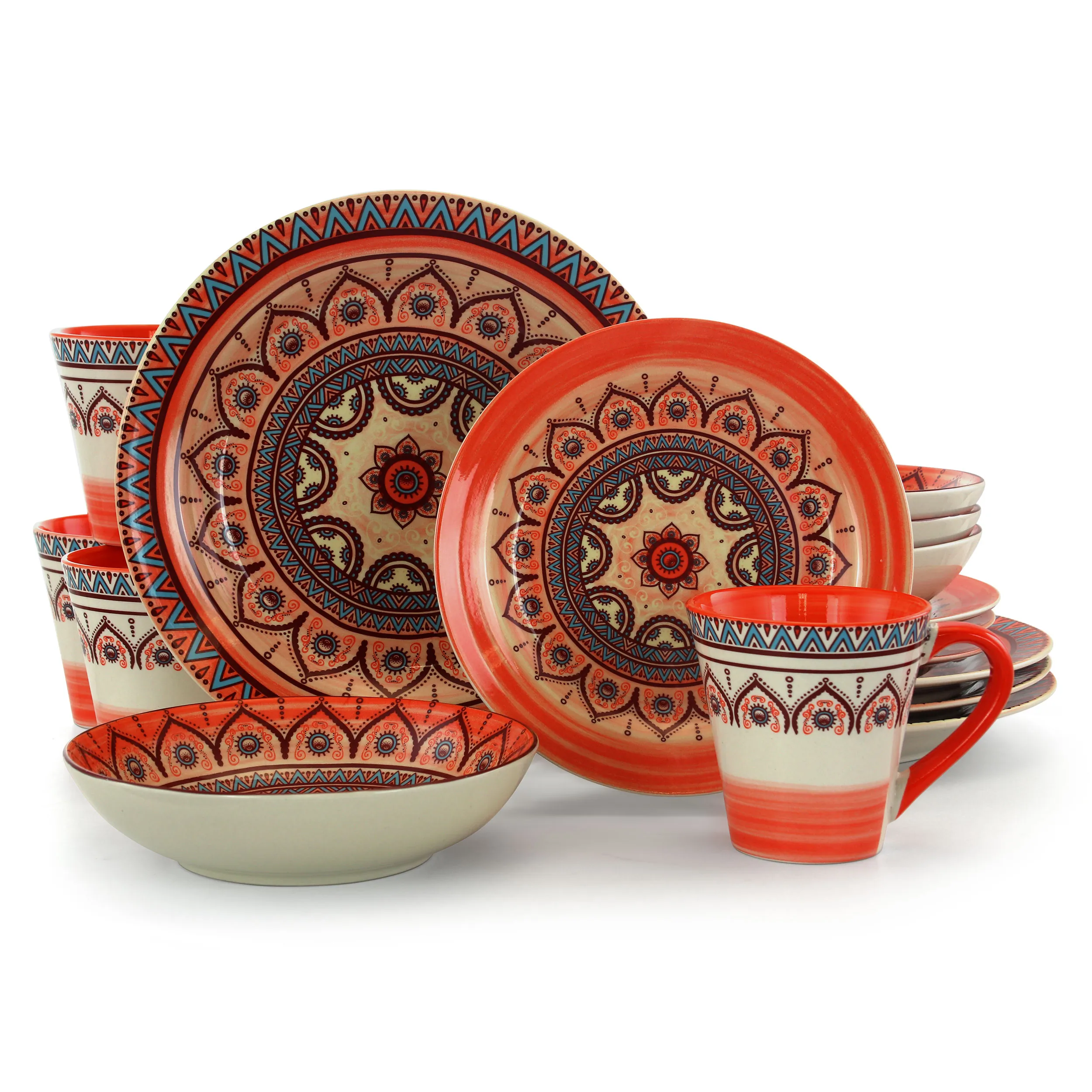 ELAMA ELM-ZEN-RUST-MOZAIK — Elama Zen Rust Mozaik 16 Piece Dinnerware Set