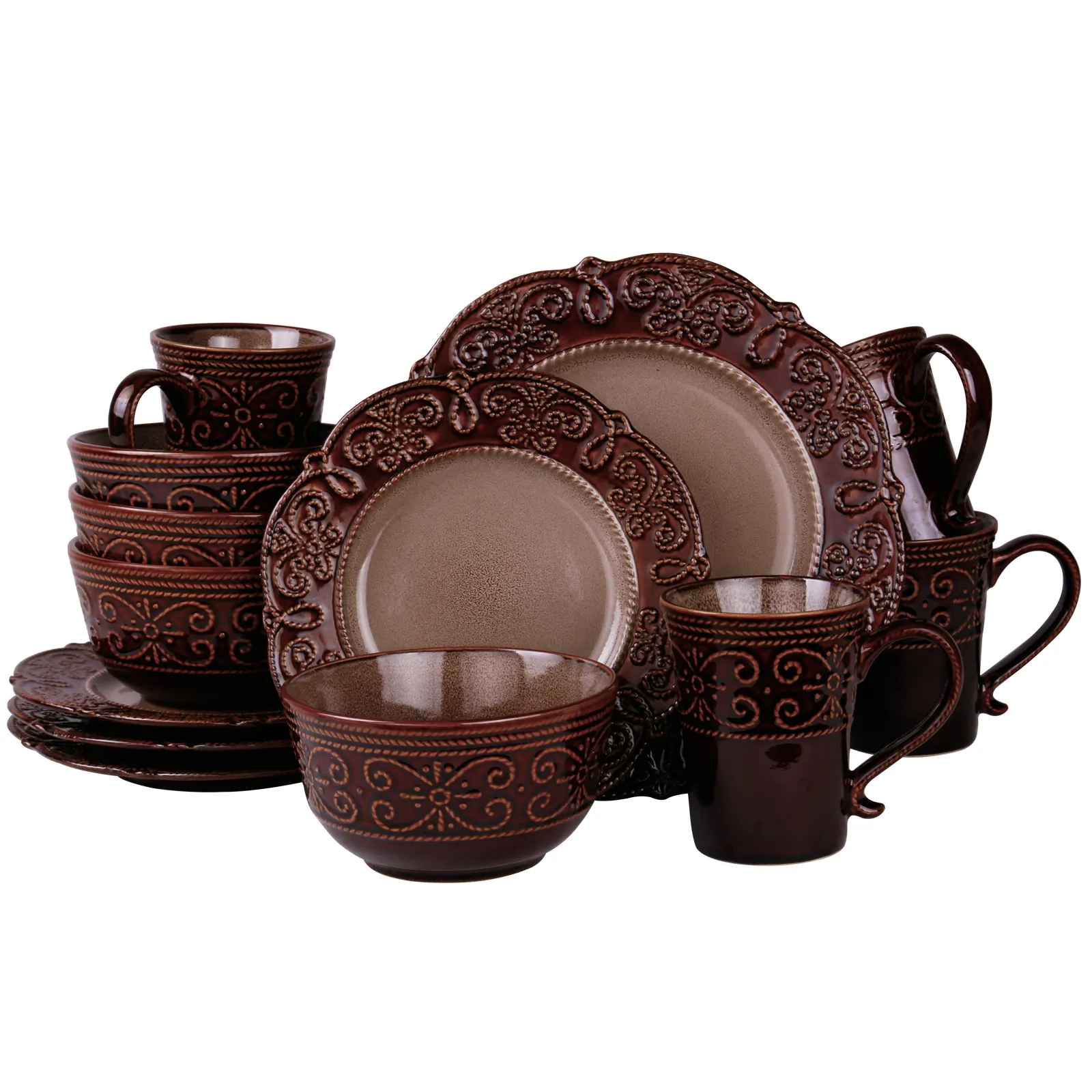 ELAMA EL-SALIA16 — Elama’s Salia 16 Piece Stoneware Dinnerware Set