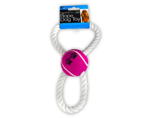 Dukes DI104 — Colorful Figure 8 Rope Toy with Tennis Ball for Dogs