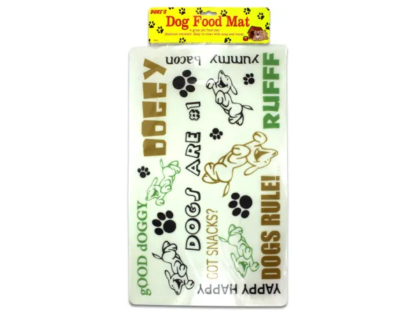 dukes DI401 - Non-Slip Plastic Dog Food Mat with Fun Designs