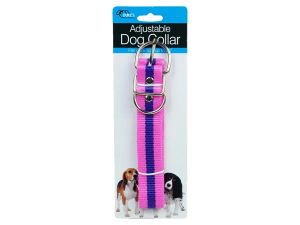 dukes DI556 - Stylish Adjustable Pink Nylon Dog Collar for Large Breeds