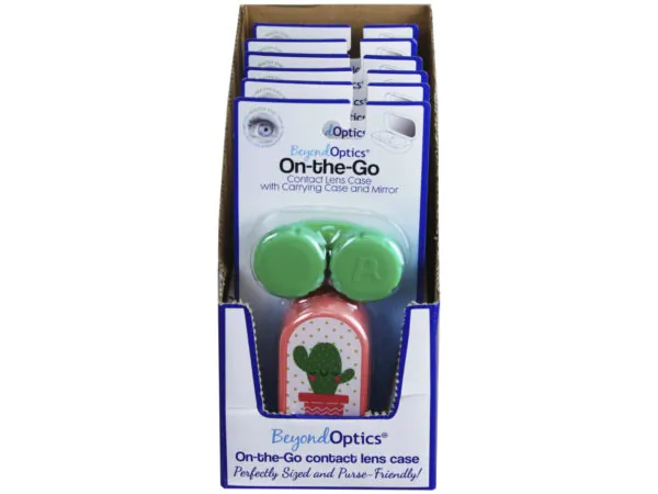 bulk buys KL818 - Travel Contact Lens Case with Mirror - Assorted Colors Displ