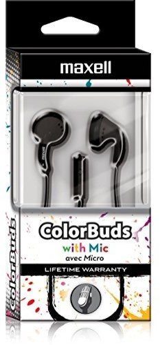 MAXELL 199708 - Maxell Ear Buds, 199708, CBM-BLK,  Color buds w MIC, Black