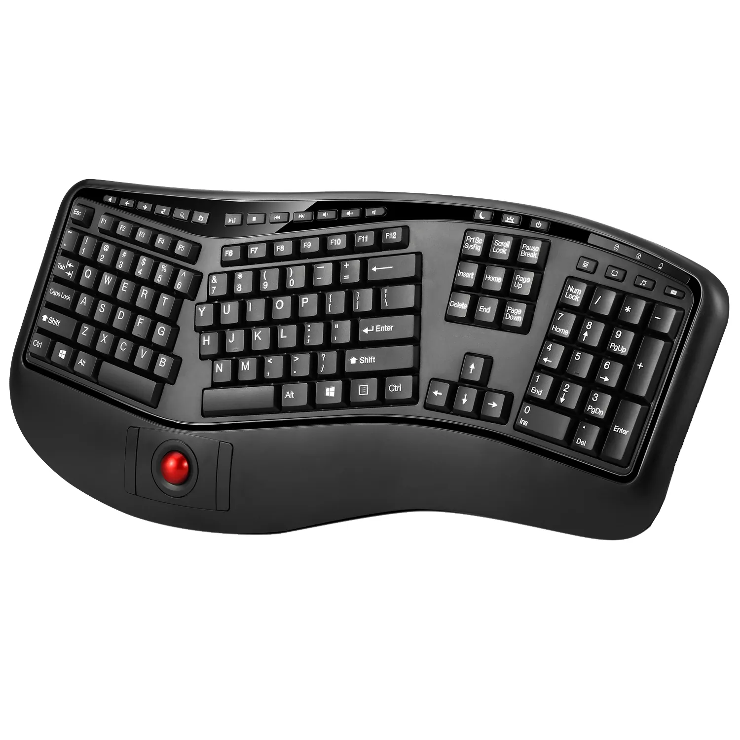 Adesso WKB-3500UB — ADESSO 2.4GHZ TRU-FORM WIRELESS MEDIA ERGONOMIC TRACKBALL KEYBOARD WITH 20 WINDO