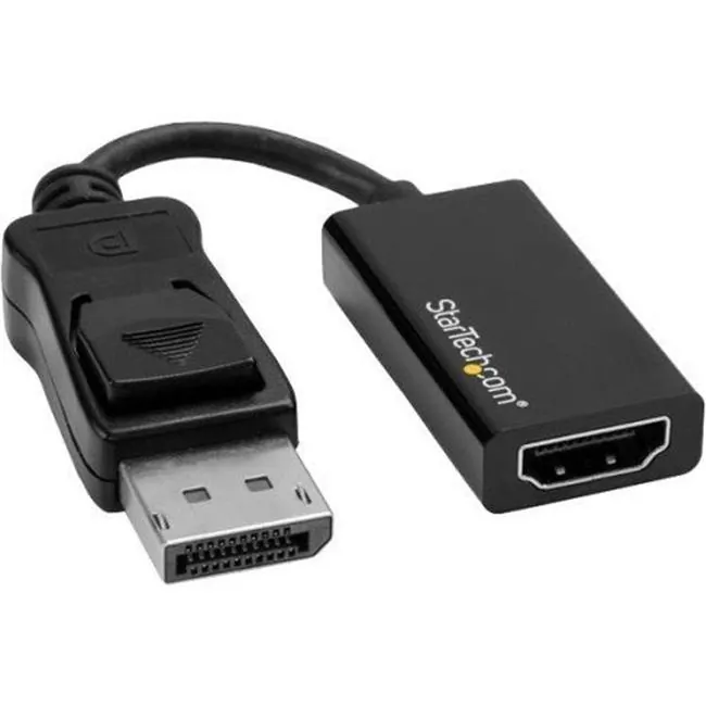 STARTECH DP2HD4K60S — DisplayPort to HDMI Adapter, 4K 60Hz Active DP 1.4 to HDMI 2.0 Video Converter for Monitor/Display, Latching DP Connector - Active DisplayPort to HDMI adapter dongle - 4K 60Hz (3840x2160)/1080p/18Gbps/7.1ch Audio/HDCP 2.2/DPCP - Compact DP 1.4 to HDMI 2.0 video converter supports any DP/DP++ source incl workstations/desktop/laptops - Latching DP connector - OS Independent
