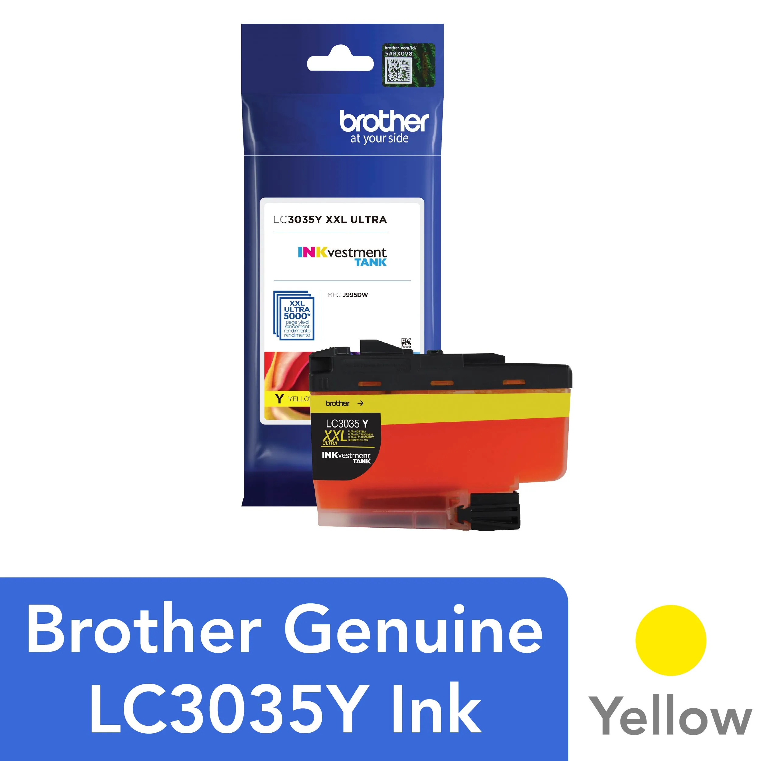 Brother LC3035Y — Brother LC3035Y Single Pack Ultra High-yield Yellow INKvestment Tank Ink Cartridge - Inkjet - Ultra High Yield - 5000 Pages - 1 Pack