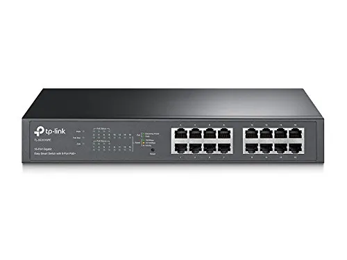 TPLINK TL-SG1016PE — 16-PORT GIGABIT EASY SMART SWITCH WITH 8-PORT POE+ - RACK-MOUNTABLE - IEEE 802.3