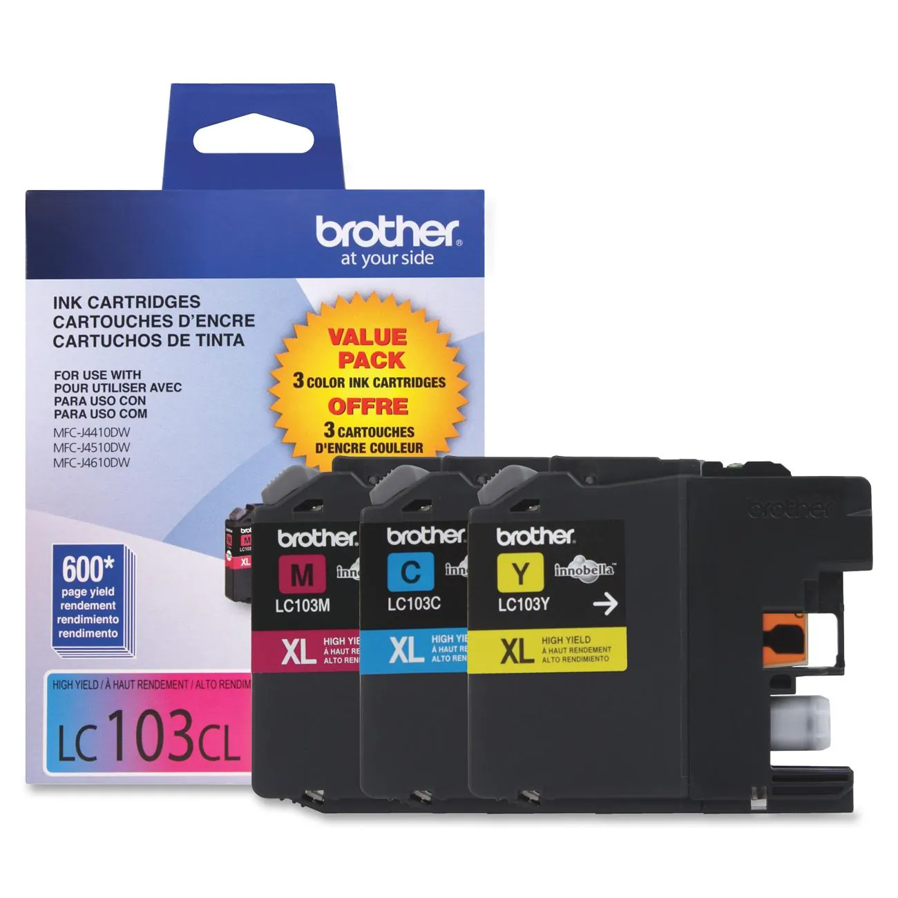Brother LC1033PKS — Brother Innobella LC1033PKS Ink Cartridge - Inkjet - High Yield - 600 Pages Cyan, 600 Pages Magenta, 600 Pages Yellow - Cyan, Magenta, Yellow