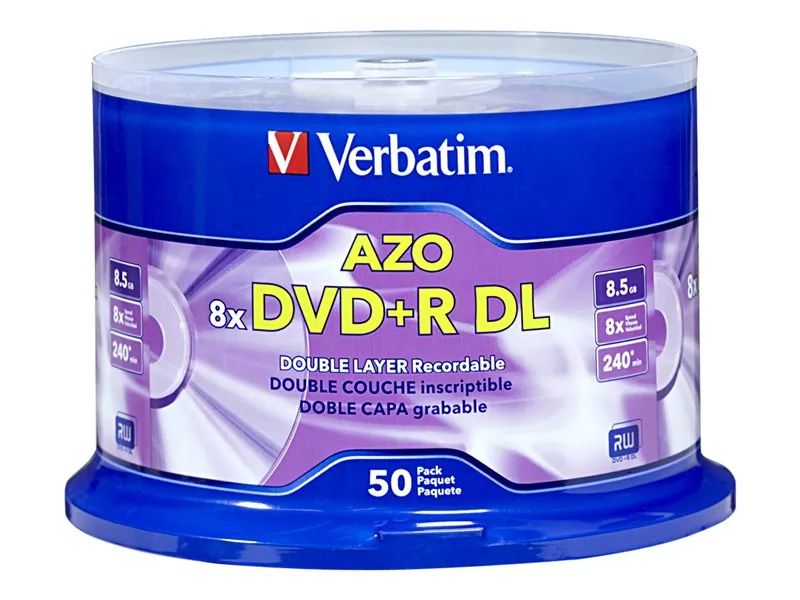 VERBATIM 97000 — Verbatim DVD Recordable Media - DVD+R DL - 8x - 8.50 GB - 50 / Pack - 120mm - 4 Hour Maximum Recording Time