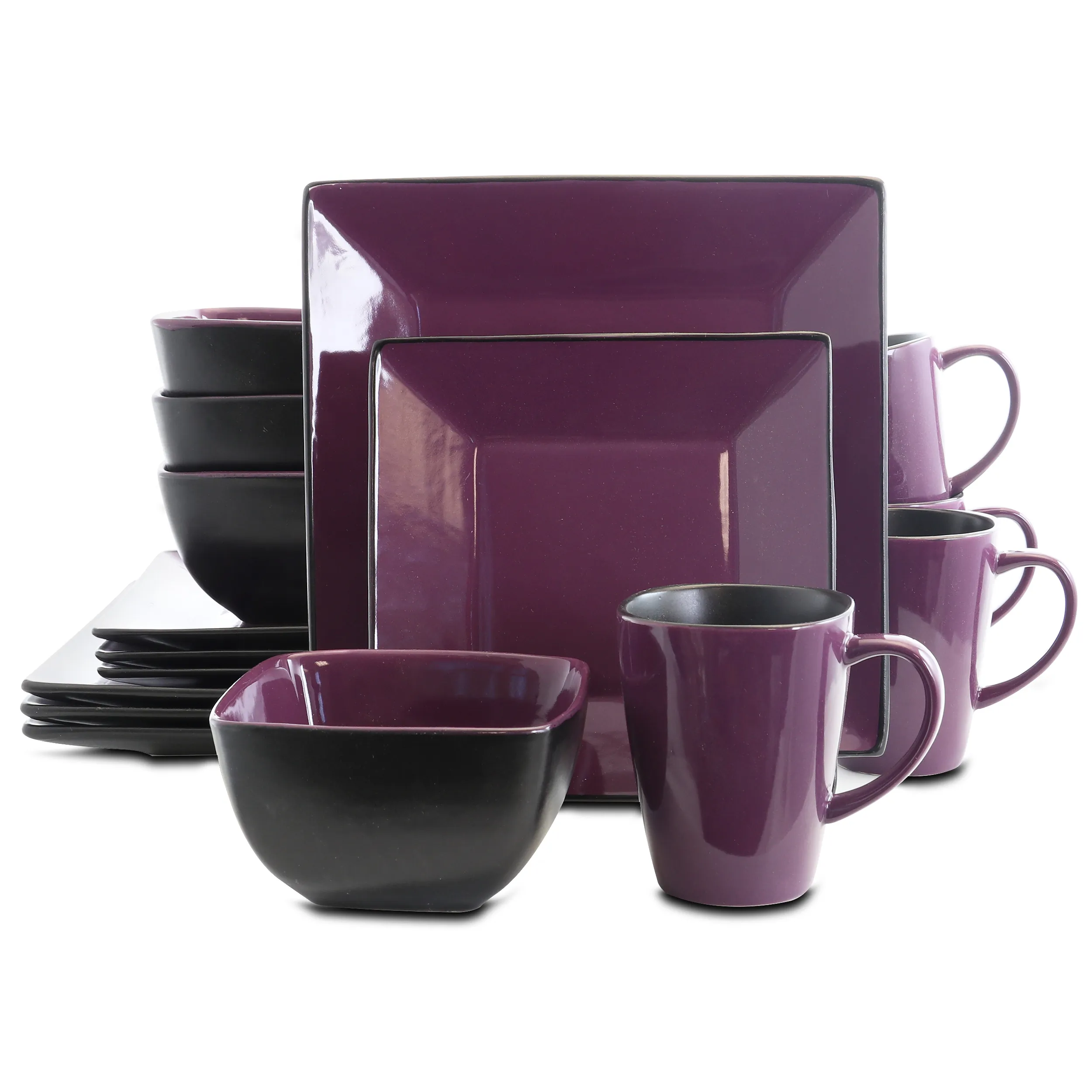 ELAMA ELM-MULBERRY16 — Elama Mulberry Loft 16 Piece Modern Premium Stoneware Dinnerware Set with Complete Settings for 4
