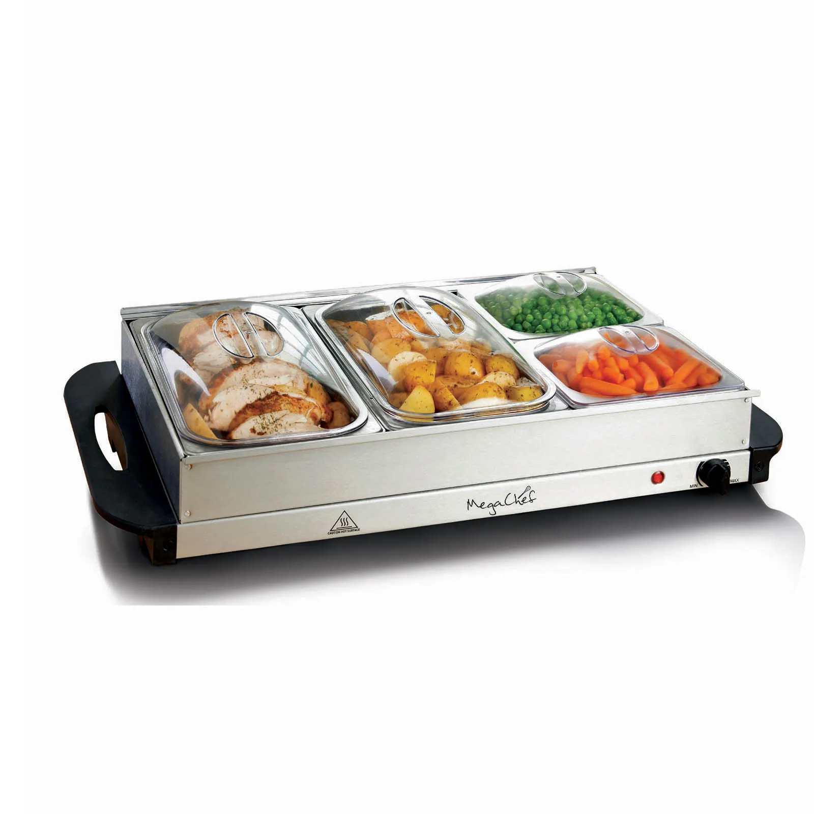MegaChef MC-9003C — MegaChef Buffet Server & Food Warmer With 4 Removable Sectional Trays , Heated Warming Tray and Removable Tray Frame