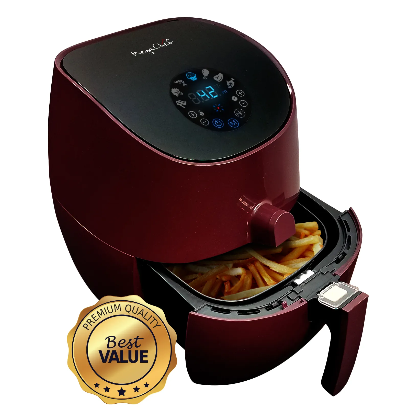 MegaChef MCAI-307 — MegaChef 3.5 Quart Airfryer And Multicooker With 7 Pre-Programmed Settings in Burgundy