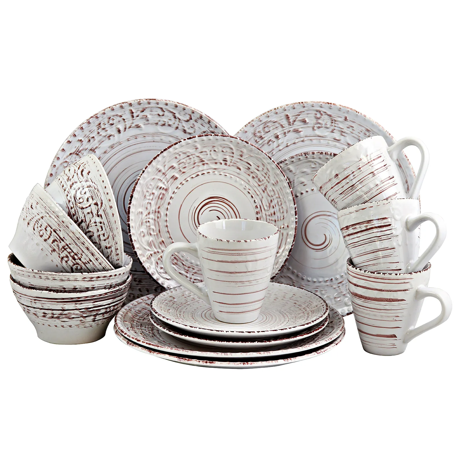 ELAMA ELM-MALIBU-SANDS — Elama Malibu Sands 16-Piece Dinnerware Set in Shell