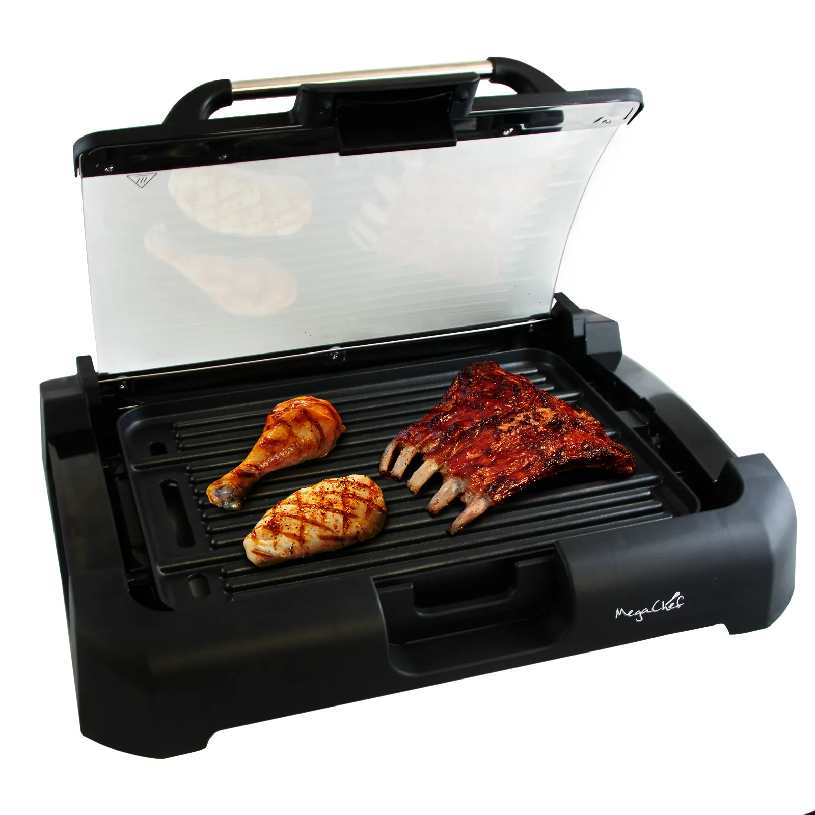 MegaChef MCG-106 — Megachef Reversible Indoor Grill and Griddle with Removable Glass Lid
