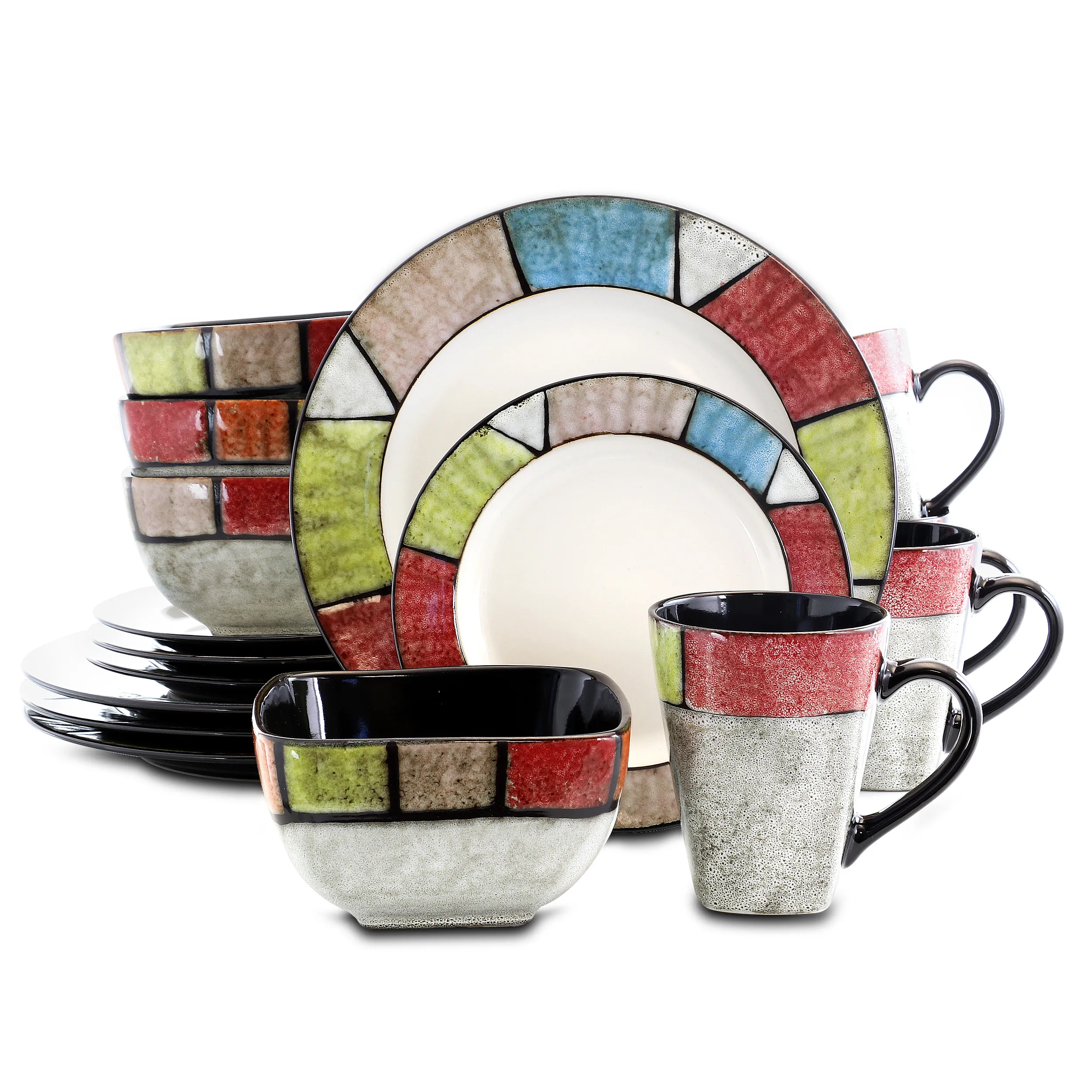 ELAMA ELM-COUNTRY-COTTAGE — Elama Country Cottage 16 Piece Stoneware Dinnerware Set