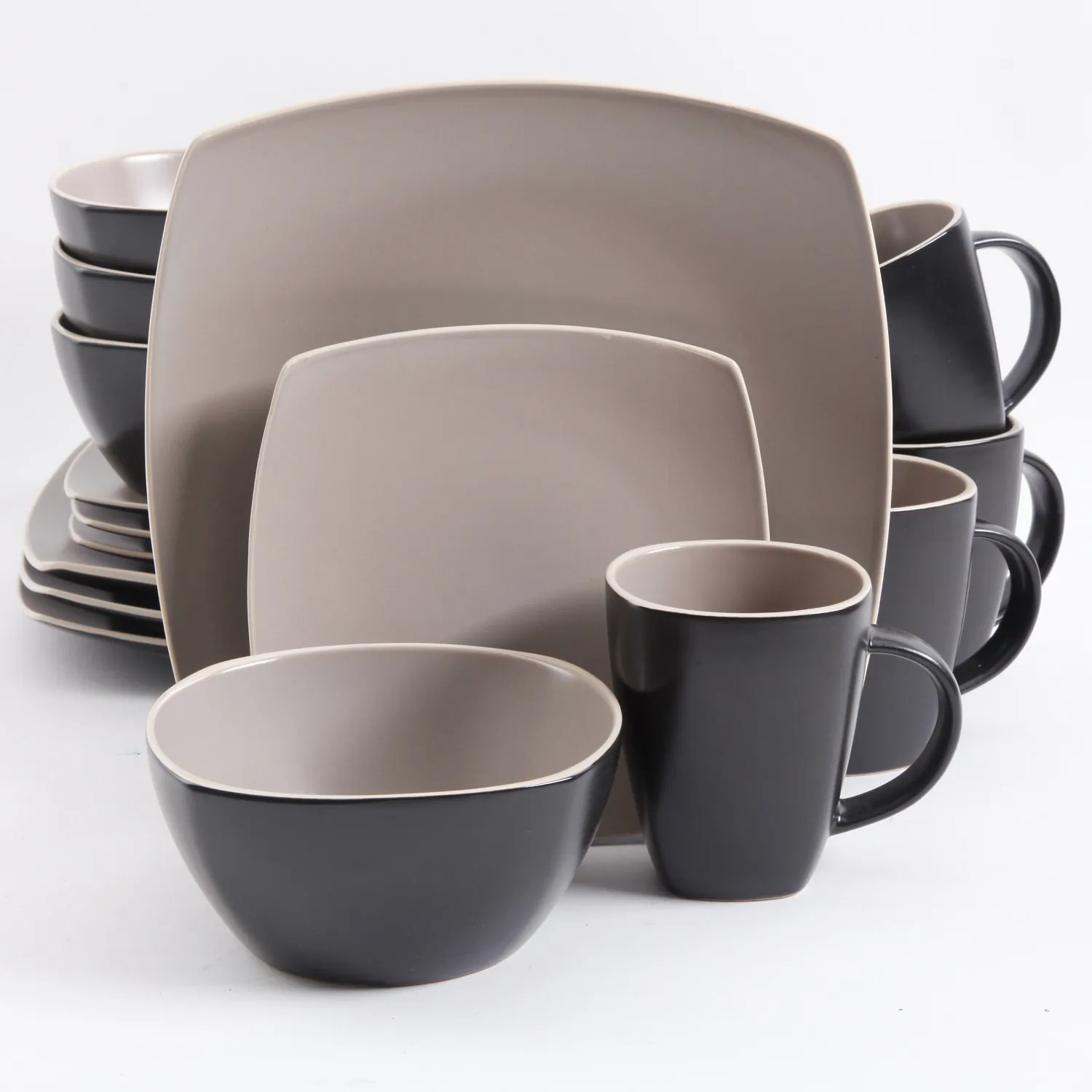 Gibson 94854.16 — Gibson Soho Lounge Matte 16-Piece Dinnerware Set, Taupe