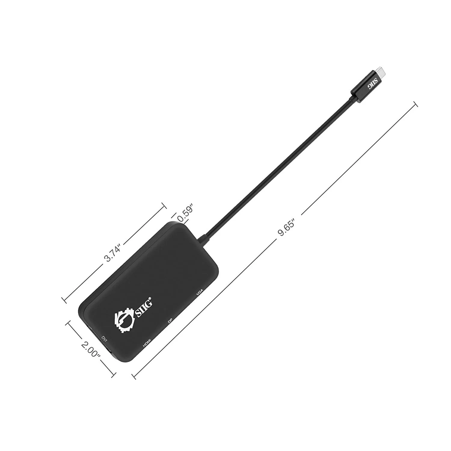 Siig CB-TC0611-S1 — USB-C CONNECTIVITY USB-C TO DVI/VGA/DP/HDMI MULTIPORT VIDEO ADAPTER DISPLAYPORT