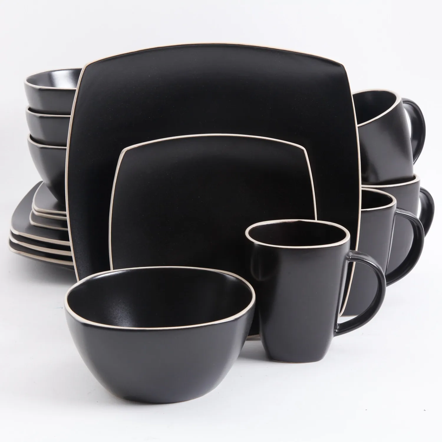 Gibson 94852.16 — Gibson Soho Lounge Matte 16-Piece Dinnerware Set, Black