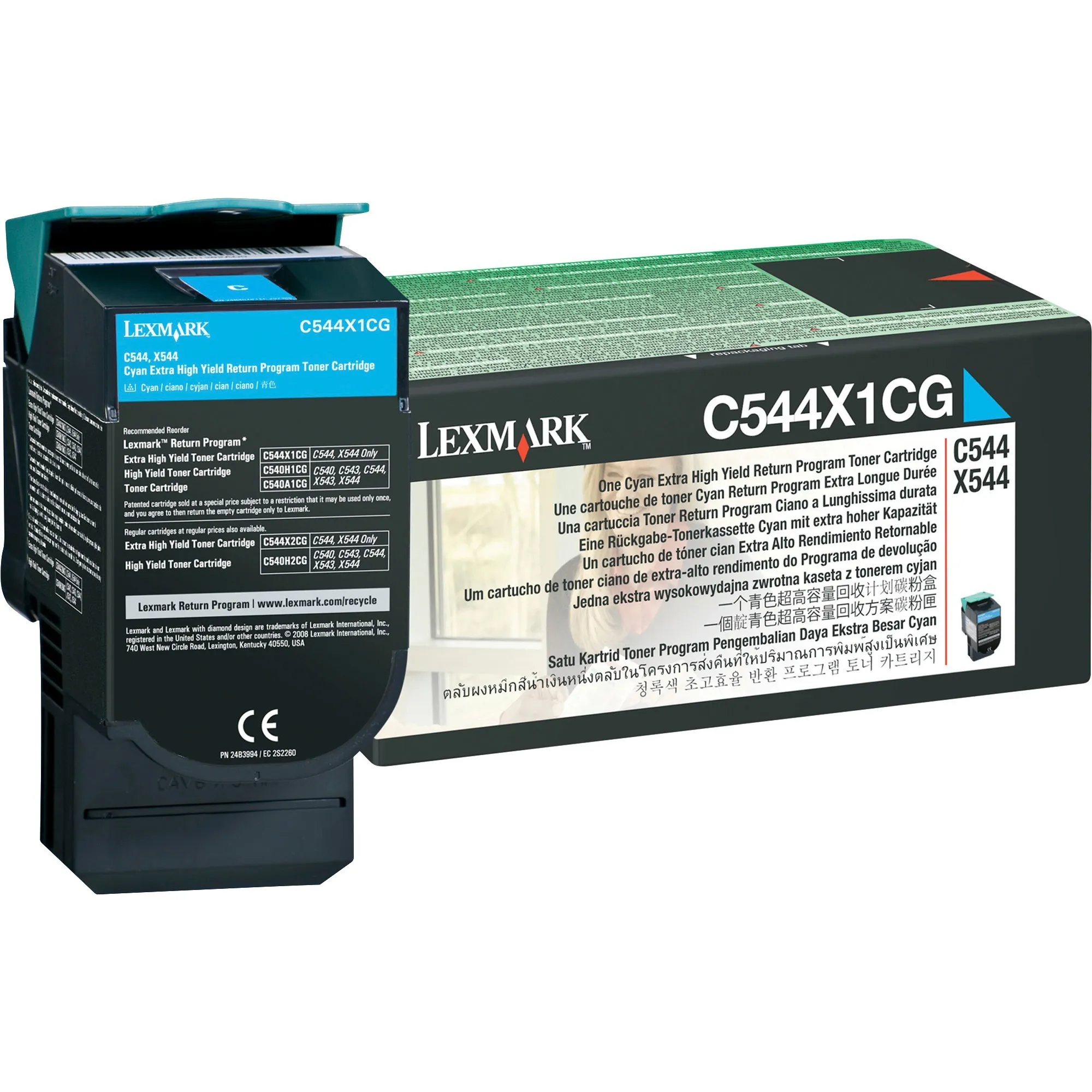 Lexmark C544X1CG — Lexmark Toner Cartridge - Laser - 4000 Pages - Cyan - 1 Each