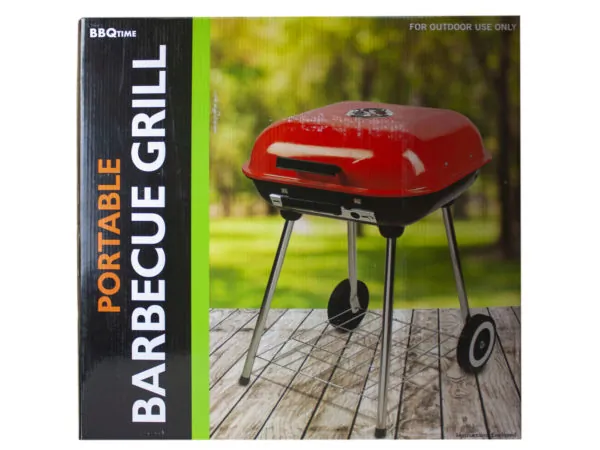 Bulk Buys UU901 — Compact Square Charcoal Grill with Wheels for Easy Transport