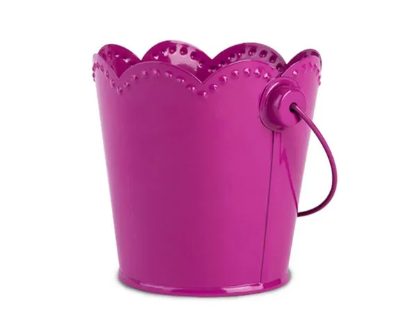 bulk buys MT796 - Cakewalk Fuchsia Galvanized Metal Pail - Stylish Storage