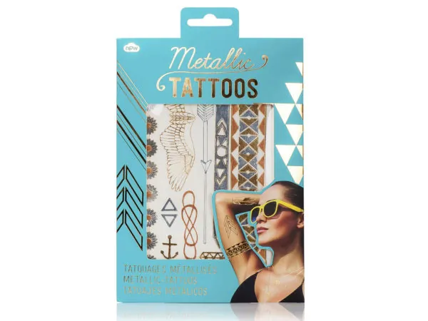 Bulk Buys CA454 — Gold and Rose Gold Metallic Tattoo Set for Festivals