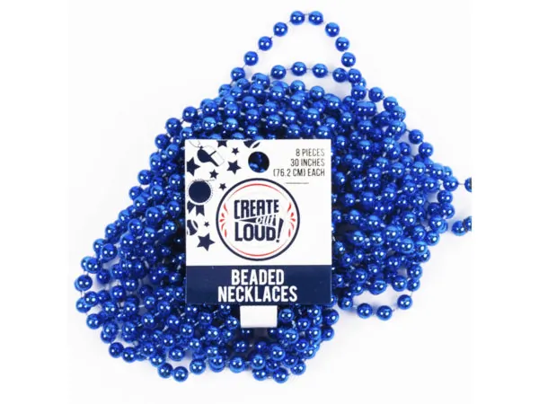 Bulk Buys CH478 — 8 Pack Metallic Blue Party Necklaces for Festive Events