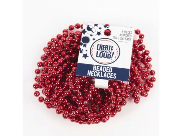 Bulk Buys CH482 — Metallic Red Bead Necklaces - 8 Pack for Festive Occasions