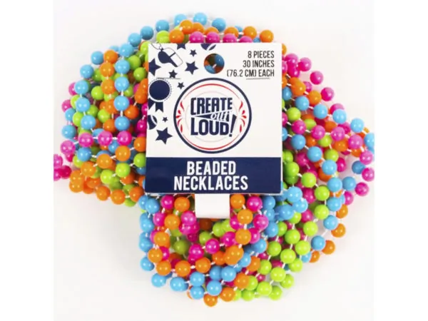 Bulk Buys CH487 — Neon Beaded Party Necklaces - 8 Color Assortment