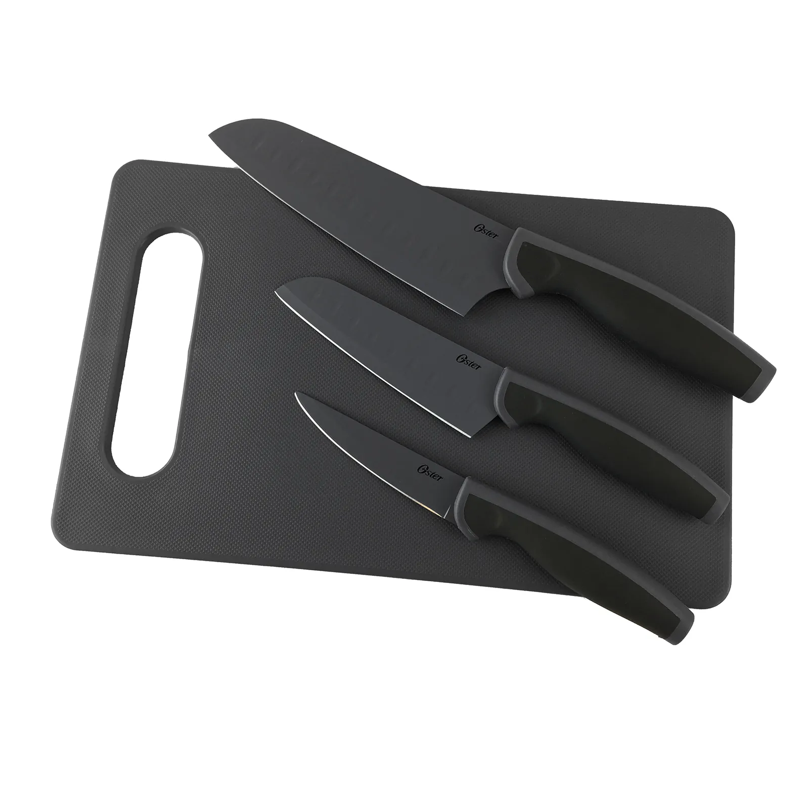 OSTER 92287.04 — Oster Slice Craft 4 Piece Cutlery Knife Set with Cutting Board in Black