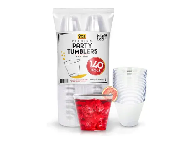 bulk buys CH493 - 140-Count 9oz Elegant Clear Plastic Party Tumblers