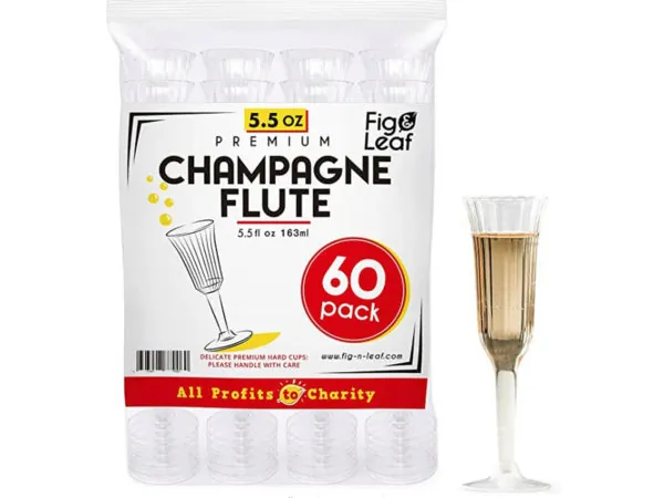 bulk buys CH494 - Elegant 60-Pack 5.5oz Disposable Champagne Flutes