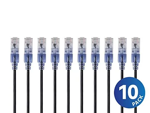 Monoprice 33267 — MONOPRICE 10-PACK_ SLIMRUN CAT6A ETHERNET NETWORK PATCH CABLE_ 10G - 25FT BLACK