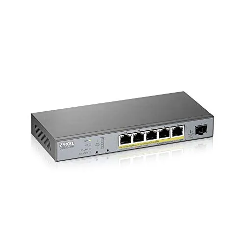 ZYXEL GS1350-6HP — 5-PORT GIGABIT POE+ L2 WEB MANAGED SWITCH (60W) W/SFP UPLINK 802.3BT SUPPORT