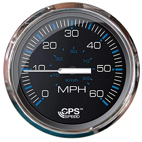 Faria Beede Instruments 33749 — Faria Chesepeake Black 4" Studded Speedometer - 60MPH (GPS)