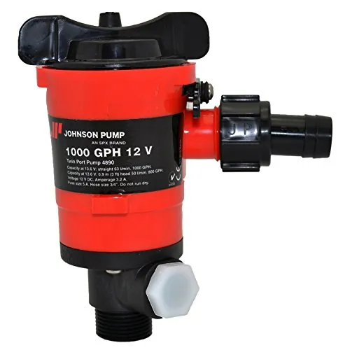 Johnson Pump 48903 — Johnson Pump Twin Port 1000 GPH Livewell Aerating Pump - 12V