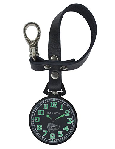 Dakota 31791 - Dakota Angler Pocket Watch with Leather Retainer Black